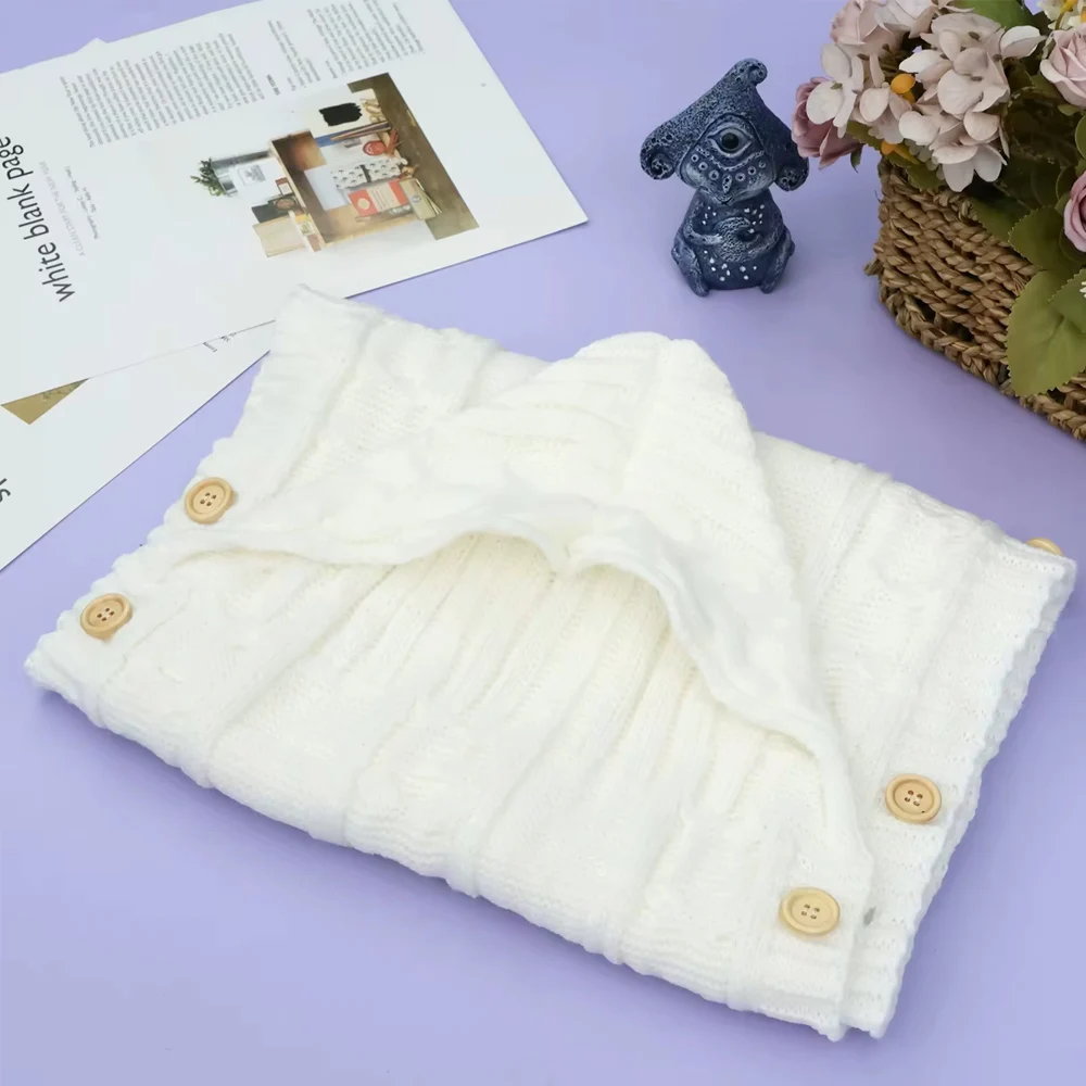 Newborn Baby Wrap Swaddle Blanket Unisex Infant Baby Stroller Wrap Soft Thick Knit Wrap Bag Receiving Blanket for 0-6 Month Baby 5
