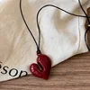 52138-ec8ab4.jpg LATS Red Heart Pendant Necklace Vintage 80s Aesthetic Love Inspired Choker New Fashion Romantic Heart Necklace for Women
