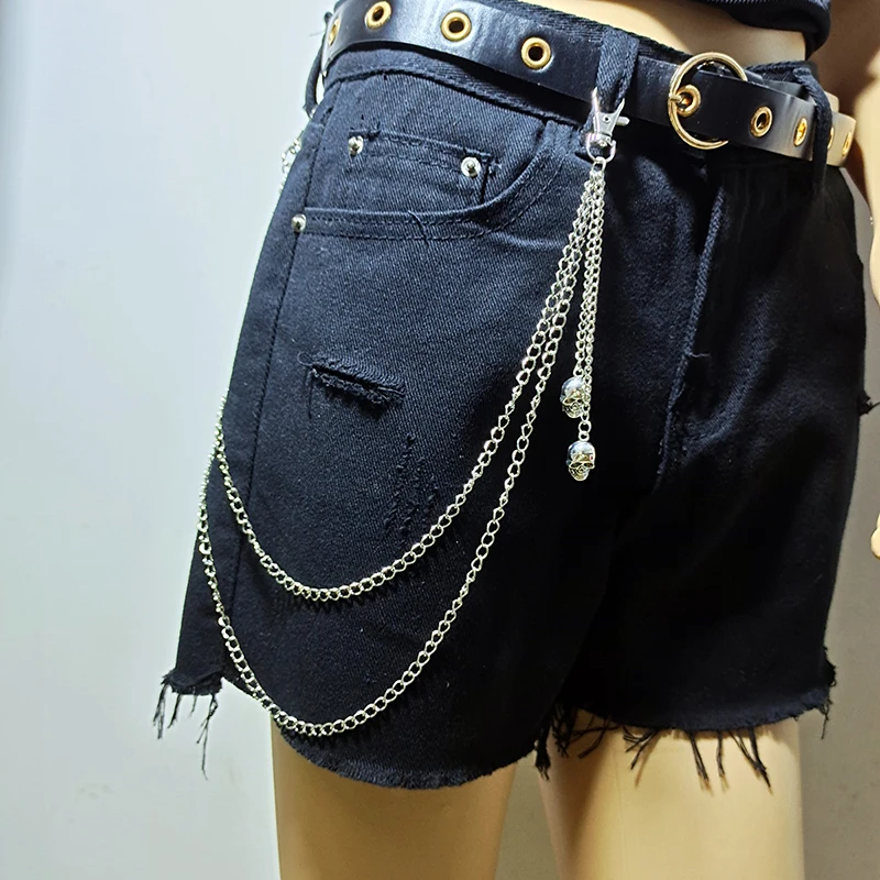 Key Chains Punk Steet Chain Women Men Moon Star Rivets Skull Accessories Rock Goth Pants Waist Belt Chain On Jeans Jewelry
