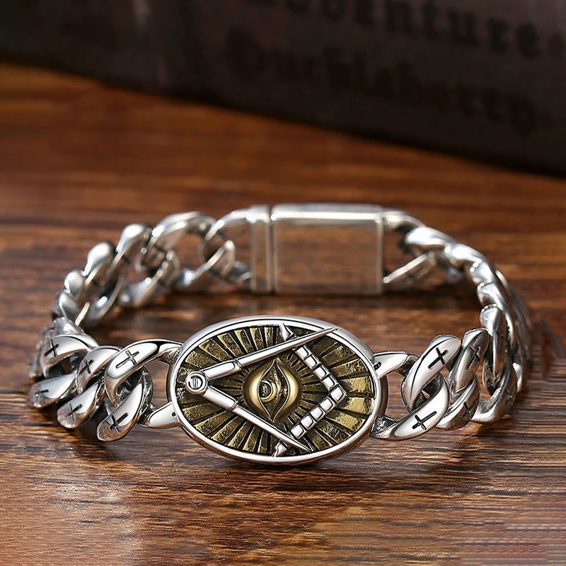 Stylish vintage 925 silver bracelet Metal Devil's Eye 18/20/22cm Cuban Link Chain men's and women's jewelry accessory gifts