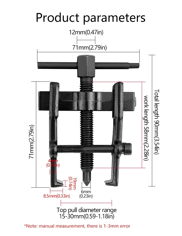Zwei Klauen Rama Extractors Schmieden Puller Getriebe 2 Zoll 2-Backen Getriebe Lager Pumpe Riemenscheibe Entferner Auto Motorrad Reparatur Werkzeug – Detail 7
