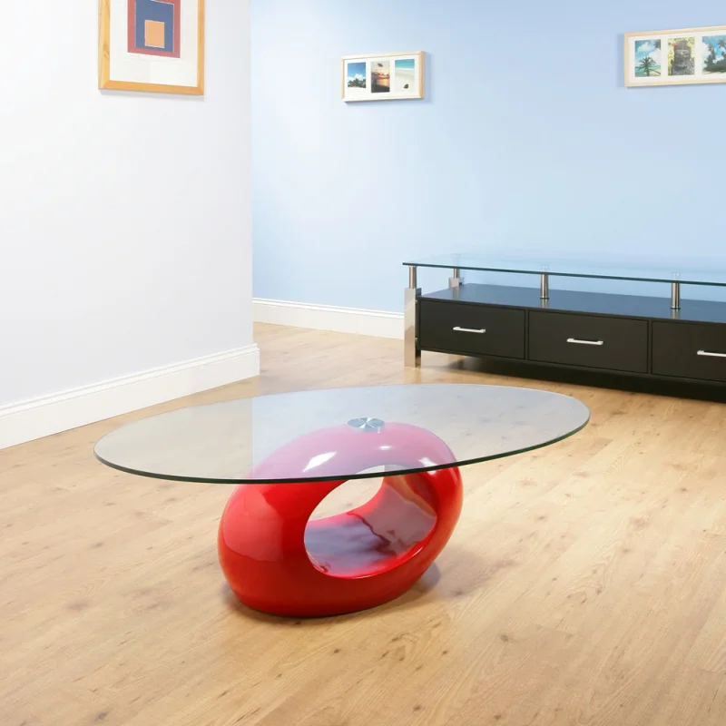Designer Creative Oval Glass Coffee Table Large Hole Side Table Modern Living Room Furniture Minimalist Style Unique Home Table