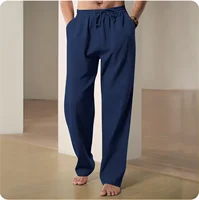 2025 New Men Spring Summer Quality Trousers Mens Cotton Hemp Breathable Comfortable Casual Home Straight Pants Linen Men's Pants