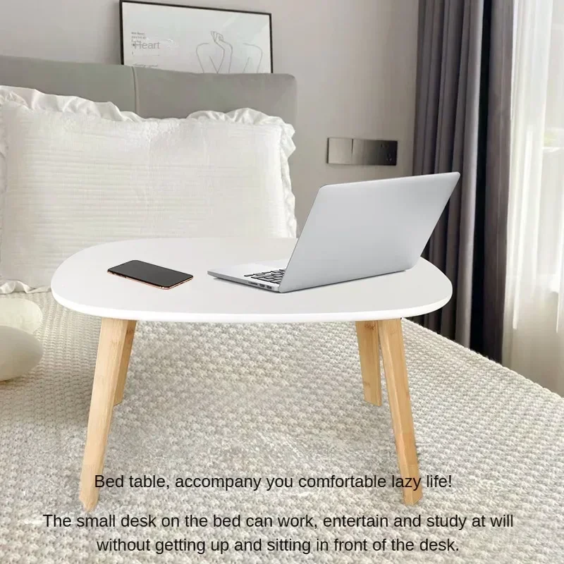 Oval Coffee Table for Living Room, Modern Wood End Table Small Bamboo Bedside Table, Modern Minimalist Side Home Furniture