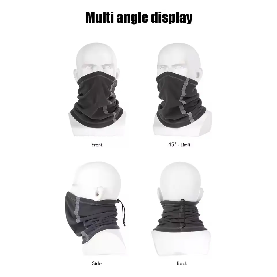 Motorcycle Half Face Mask Scarf Riding Windproof Winter Warm Fleece Neck Scarves Reflective Skiing Neck Cover Mask