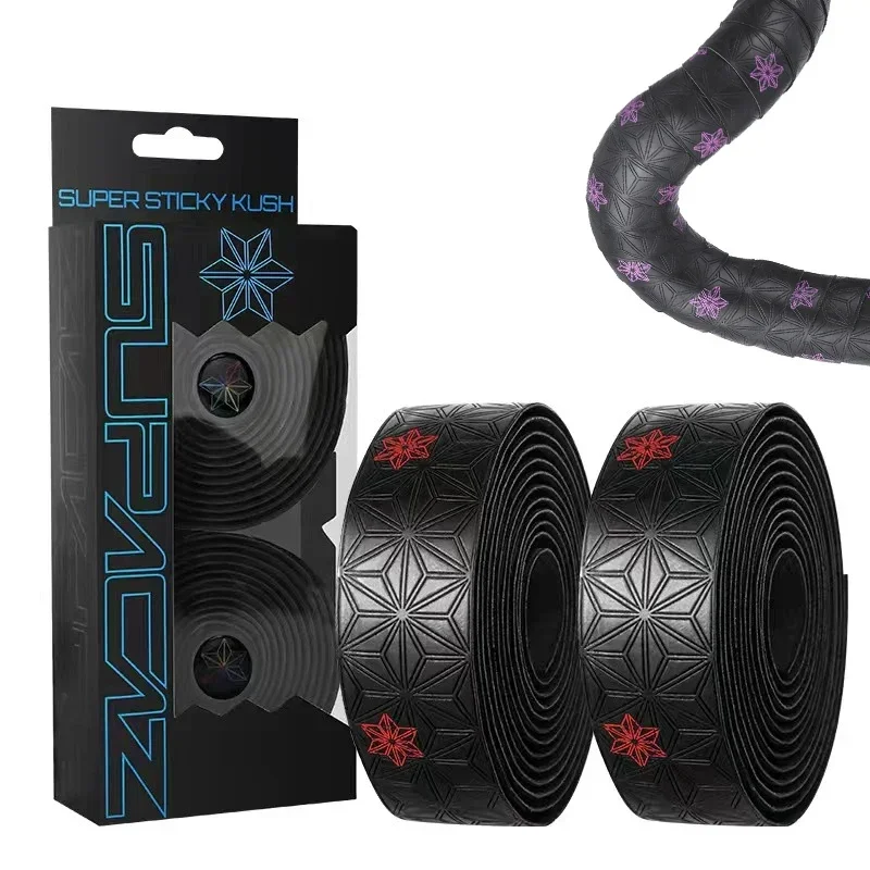 Bike Handlebar Tape-1 Pair Bike Handlebar Tape Anti-Slip PU with Bar End Plugs
