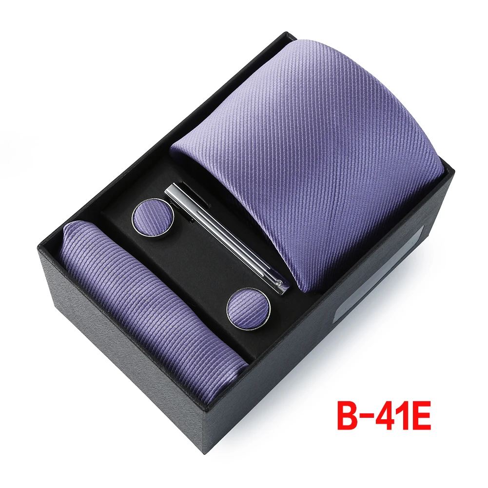 Krawattenset für Herren 2026 Neu Manschettenknöpfe Krawattenklammer Quadratisches Taschentuch Geschenkbox Klassischer Streifen 6-teiliges Set Business Hochzeit Anzug Accessoire – Detail 15