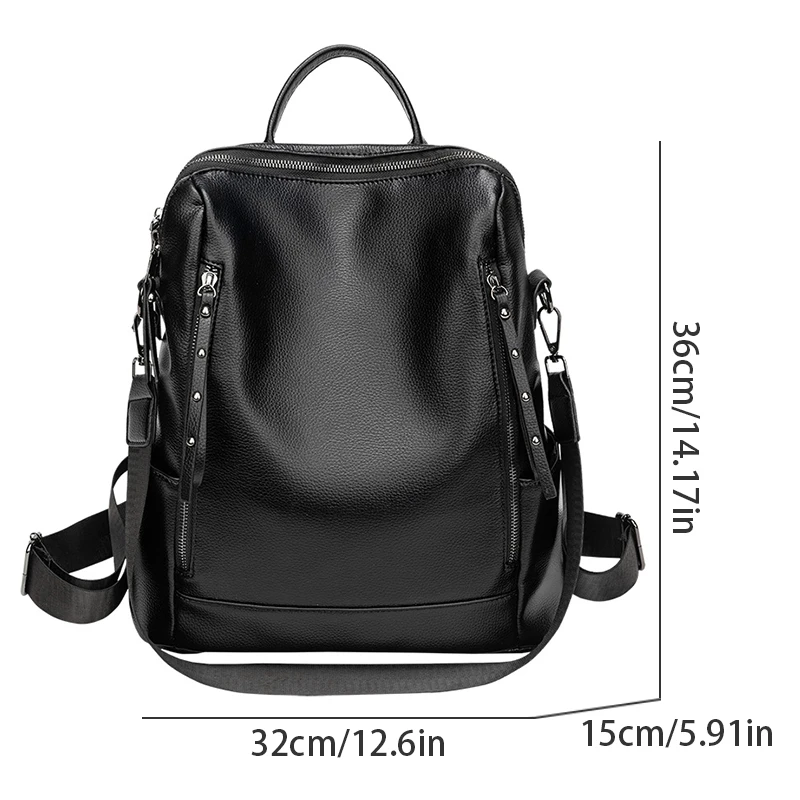 Large capacity retro style soft women's backpack, convertible shoulder bag, perfect for commuting and travel
