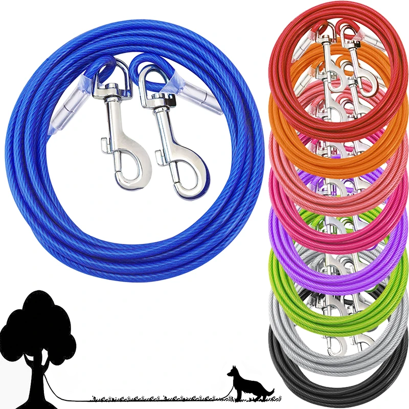 

Свинец для собак с ПВХ-покрытием, жевательная стальная проволока, тренировочные собаки, галстук для маленьких, средних и больших собак