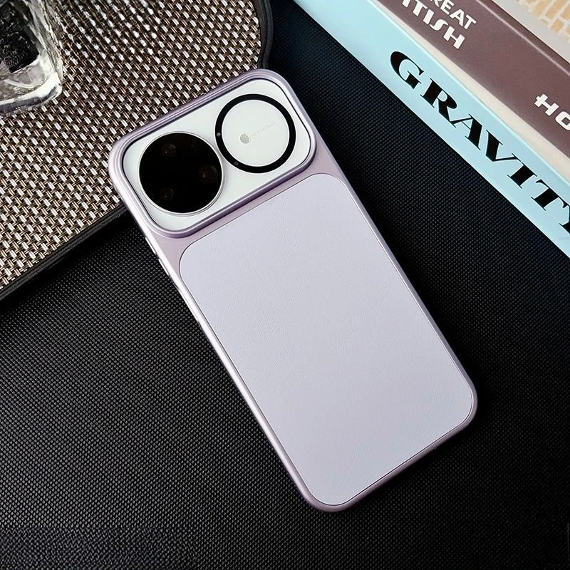 Fashionable Plain Leather Matte Anti-Slip Magnetic Phone Case - Shockproof Cover