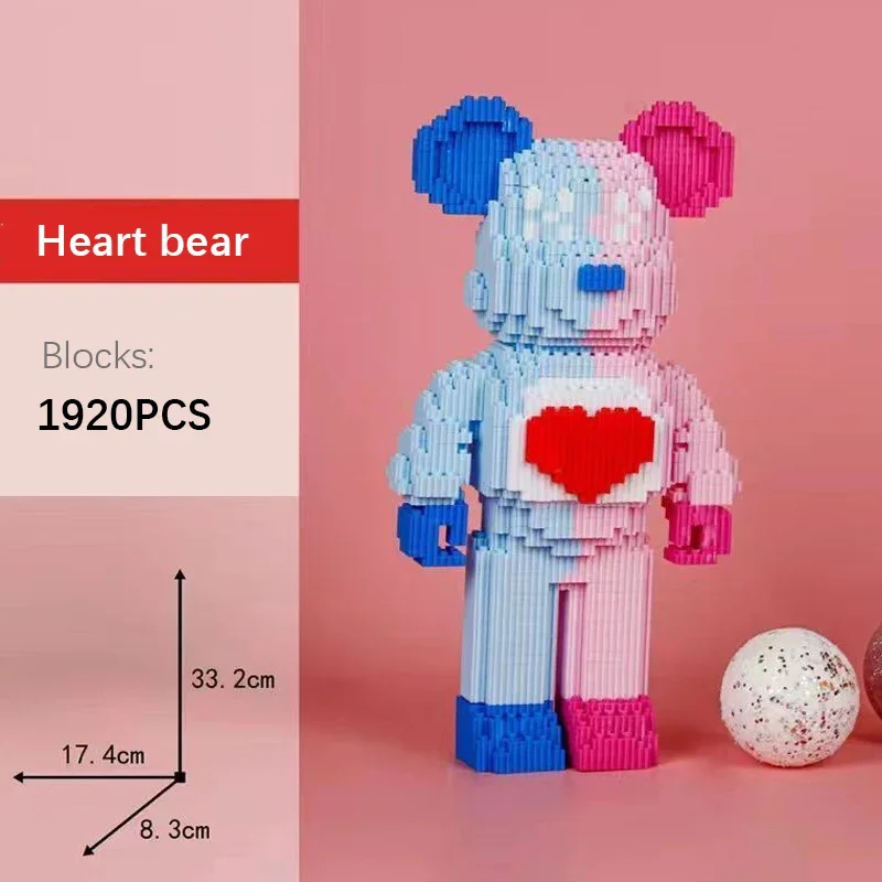 30cm Cartoon Love Violent Bear Building Kids Toys DIY Mini Model Building Block Micro Bricks Children Christmas Birthday Gift - 4