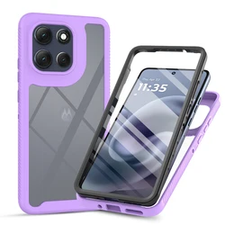 360° Transparent Skin Case with Shock - Resistant Back Cover and Screen Protector - MOTO E15 G15 G05 (PURPLE)