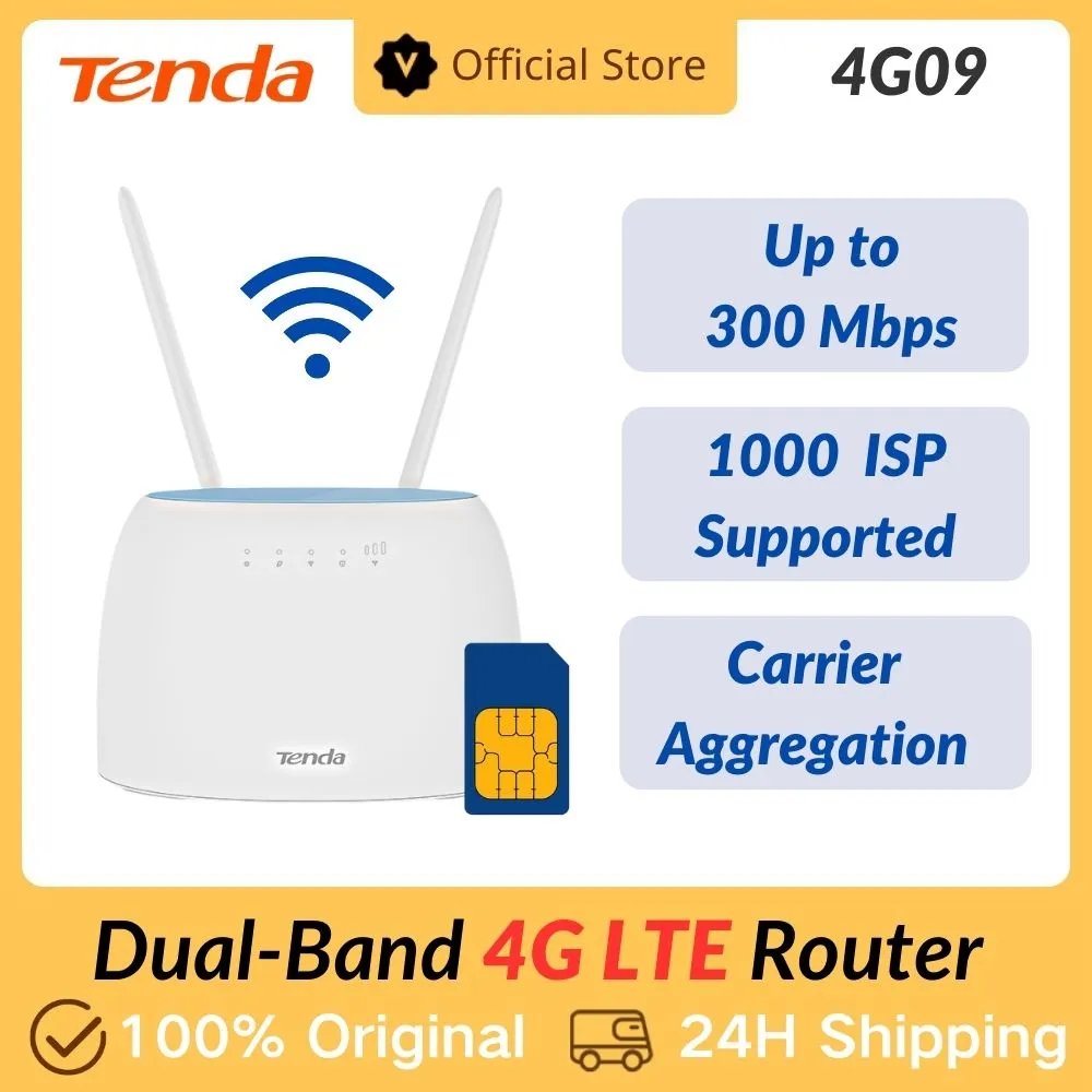 TENDA Routeur 4g 1200Mbps, port carte sim, Ports Ethernet, Cat6 300Mbps,  routeur AC1200 configuration facile. 4G09 - Cdiscount Informatique