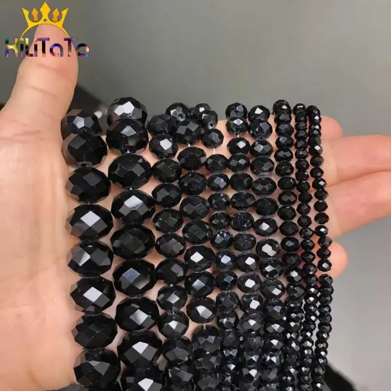 Faceted Glass Crystal Rondelle Beads Loose Spacer Beads For Jewelry Making DIY Bracelet Necklace Strands 4/6/8/10/12/14mm