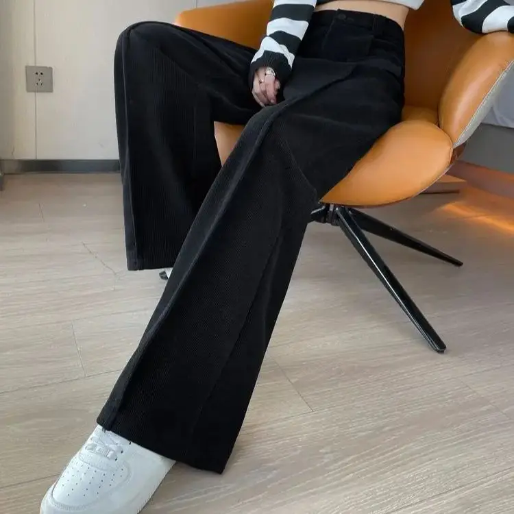 Wide Leg Pants Women Hight Waist Vintage Straight Casual Pants Fashion Pocket Draped Suit Streetwear Trousers