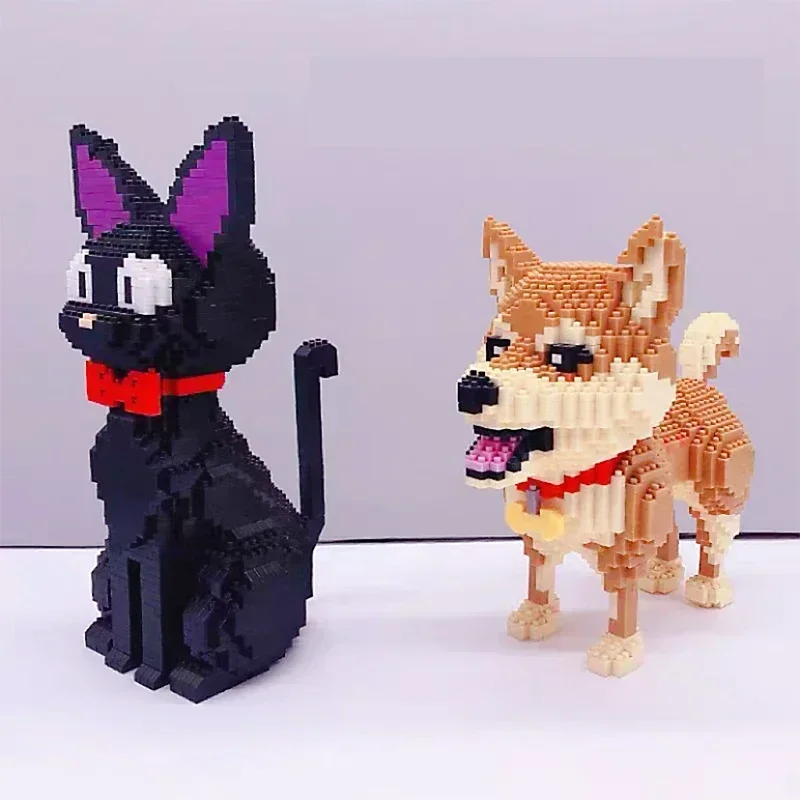 

3d-модель с изображением животного, черного кота, собаки, сидящего питомца, лук, «сделай сам», миниатюрные алмазные блоки, кирпичи, строительная игрушка для детей, подарки