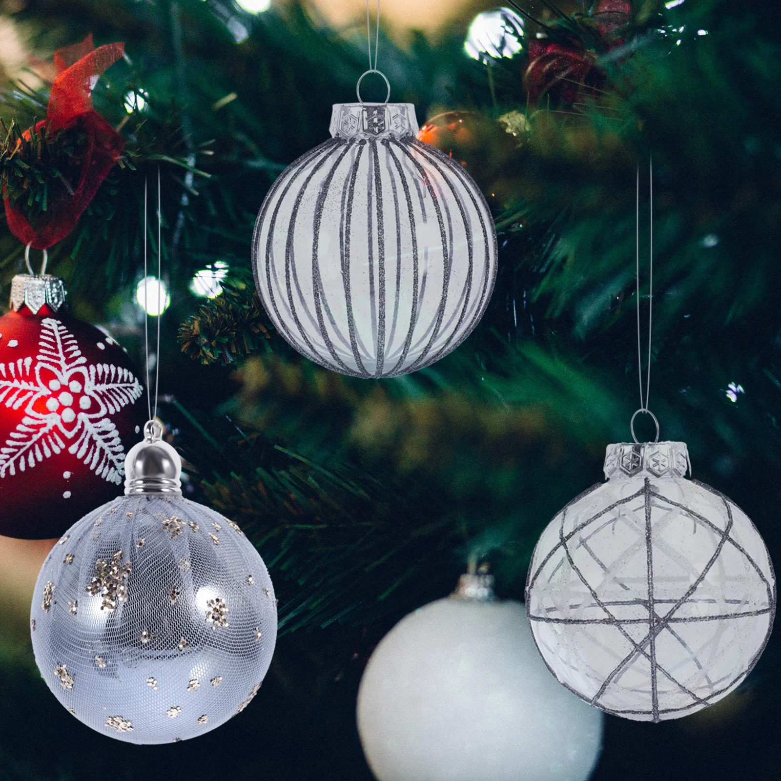 

6Pcs Xmas Delicate Ball Pendants Xmas Tree Hanging Ornaments Xmas Party Decorations