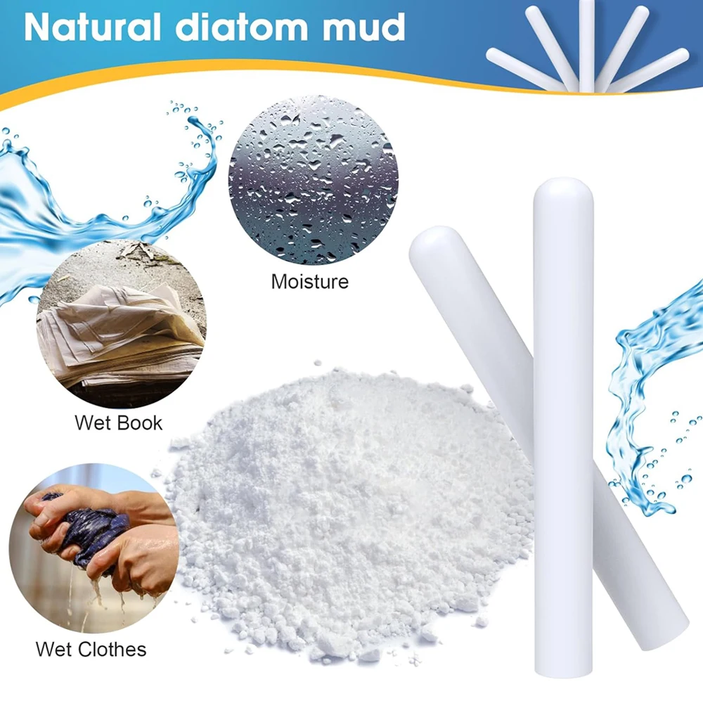 Diatom Drying Rod Stick for Toys Deodorization Absorption Rod Desiccant Keep Dry Stick Gift Reusable,Moisture-Proof Clothing moisture absorber