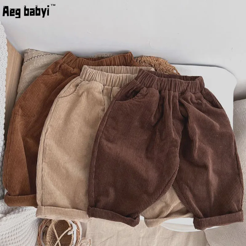 

Kids Pants Baby Boys Pants Corduroy Solid Fashion Children Trousers Brief Kids Spring Autumn Toddler Girls Loose Casual Pants