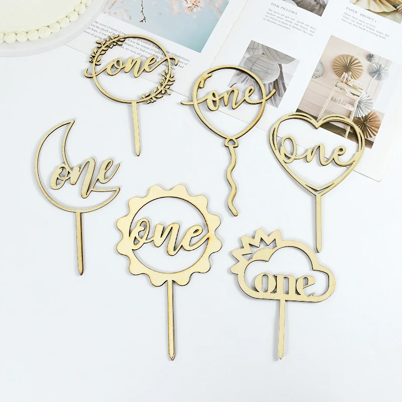 

Wooden One Cake Topper One Baby Wood Cake Decoration Baby's 1st Birthday Topper Baby Shower Party Favorite Decoration Supplies