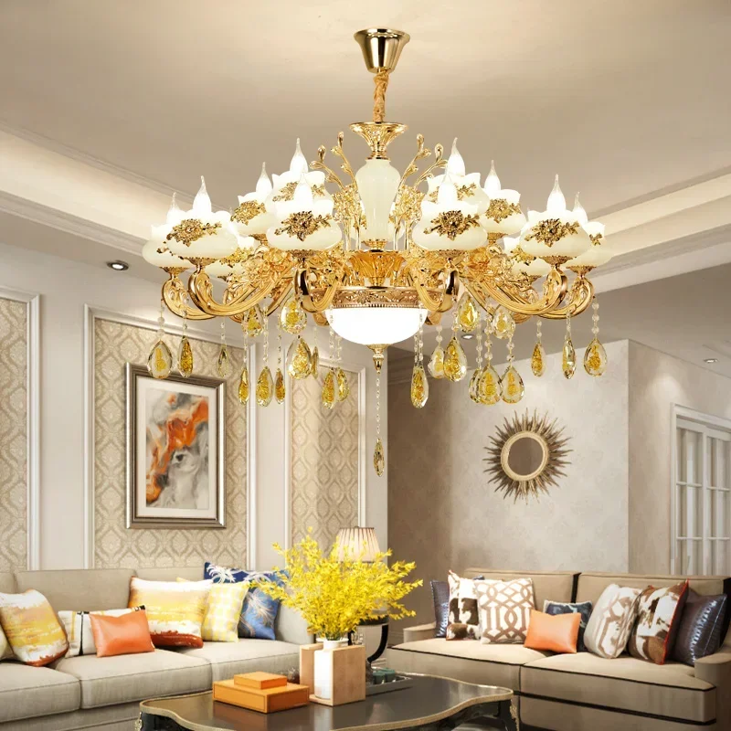 

Nordic Luxury Gold Crystal LED Ceiling Chandelier LOFT Villa Lustre LED Pendant Lamp Living Room Hotel Hall Decor Hanging Lamps