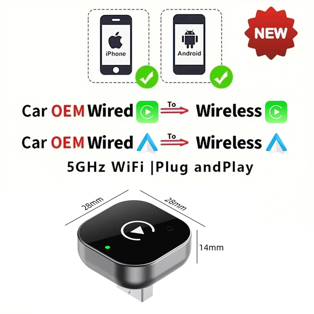 Wireless CarPlay Android Auto Adapter USB Smart Dongle Mini Box Plug And Play Universal For VW  For Toyota For BMW For Honda