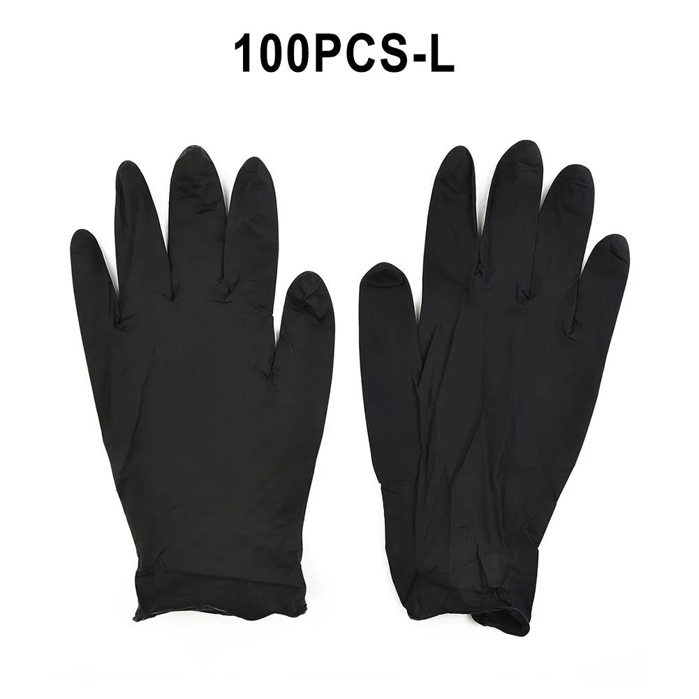 100pcsPureNitrileProtectiveGlovesBlackForCleaningInspection
