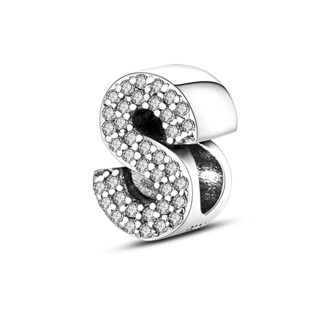 Sale 100% 925 Silver Color 26 letters A-Z series Charm Bead Fit Original Pandora Bracelet Bangle For Women Jewelry Gift 2022