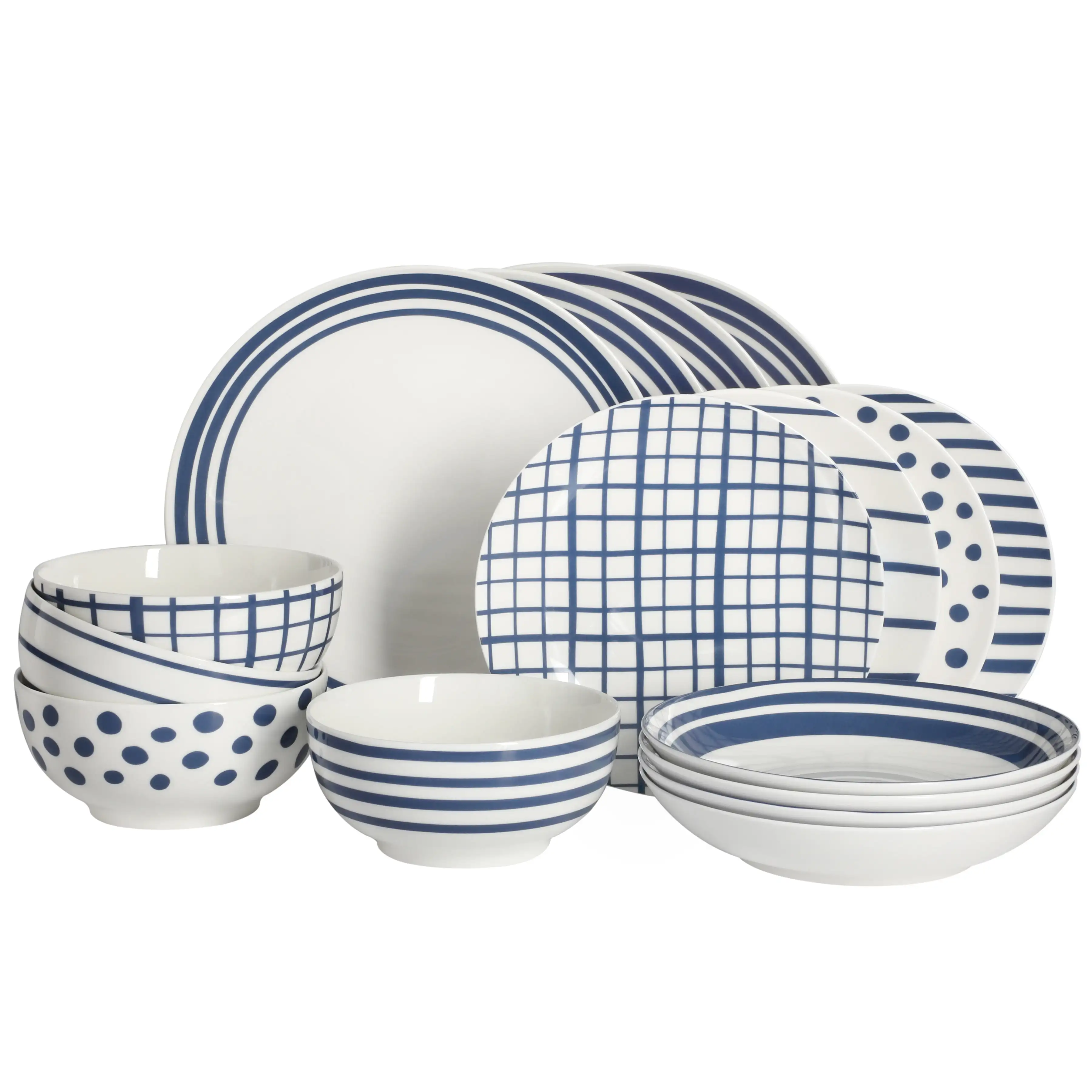 

New Light Blue 16-Pieces Fine China Dinnerware Set