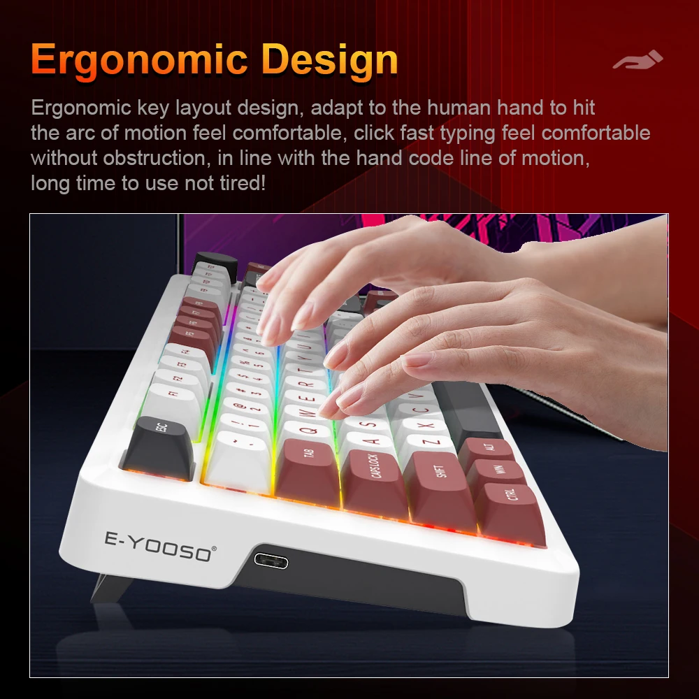 こぞう E-YOOSO Z82 USB RGB jogo mecânico 78% teclado com fio 82 teclas de