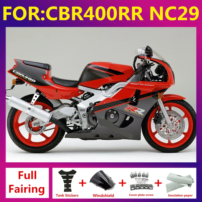 

Fit For Honda CBR400RR NC29 1990 - 1999 Motorcycle Fairing Bodywork Kit CBR400 CBR 400 MC29 1991 1992 1993 1994 Set red black