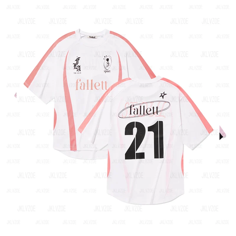 Korean Fallett Retro Jersey Short Sleeve Tshirt Casual