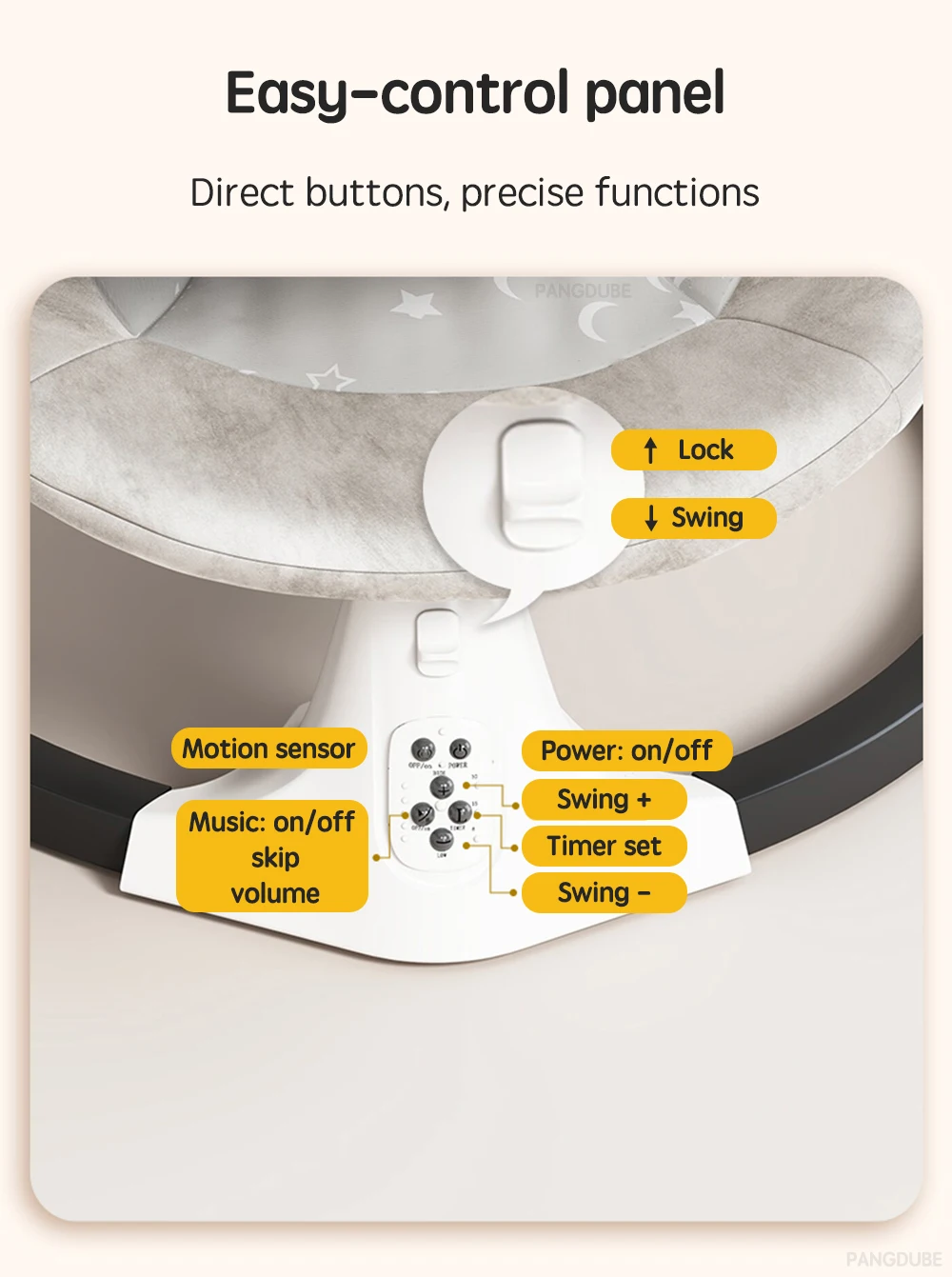 PANGDUBE Baby Electric Rocker Swing 5-Speed Auto Bluetooth Cradle Portable Foldable Baby Hammock Lounger Multifunctional Cradle Sd6190202767740a7b257d63d07aca5cfV