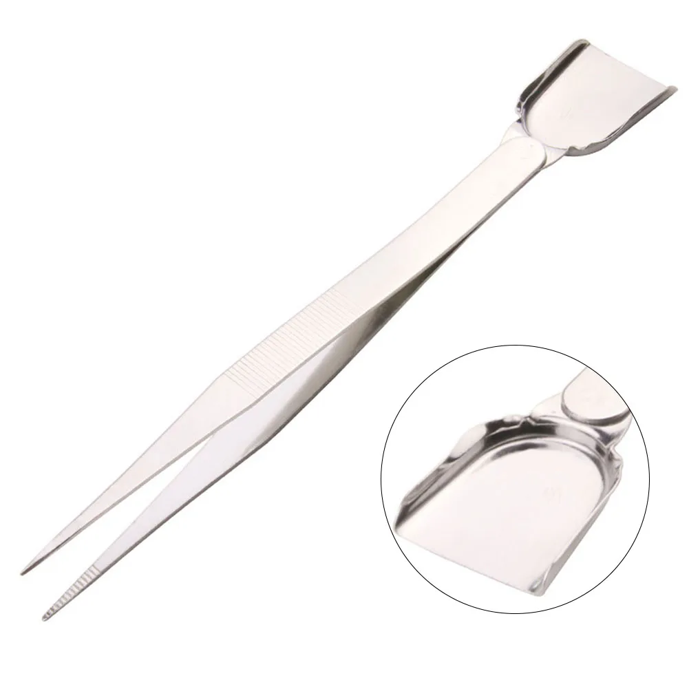 Stainless Steel Tweezers with Scoops Shovels for Jewelry Diamond Clip Pick Up Tool 160mm