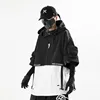 2023 Techwear Style Hip Hop Cropped Jacket Pullover Mens Punk Motorcycle Hooded Cloak Multi-pockets Jaqueta 2