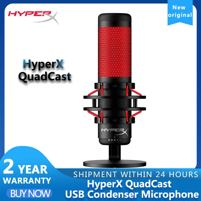 HyperX QuadCast – USB Condenser Gaming Microphone, for PC, PS4 and Mac,  Anti-Vibration Shock Mount, Four Polar Patterns, Pop Filter, Gain Control