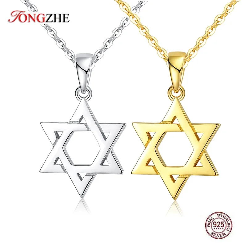 

TONGZHE Collare Magen Star Of David Pendant 925 Sterling Silver Israel Chain Necklace Women Judaica Jewish Men Jewelry 2019