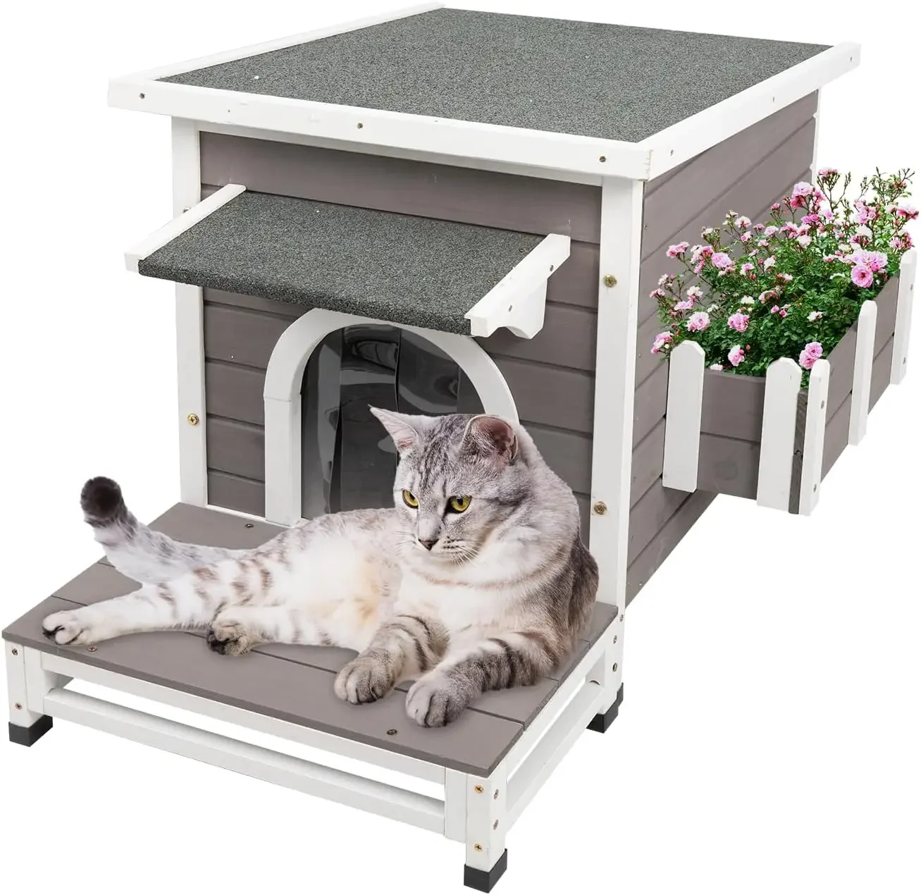Petsfit Casa para gatos para interiores y exteriores, resistente a la  intemperie, refugio para gatos con puerta de escape