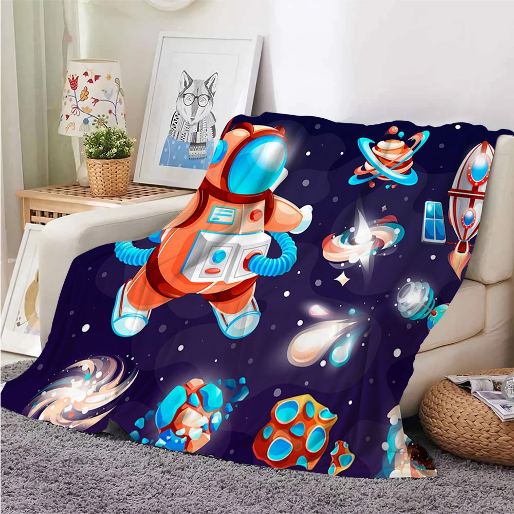 

CLOOCL Children's Flannel Blanket Cartoon Astronaut Rocket 3D All over Printed Blanket Throws on Sofa Travel Quilt Dropshipping