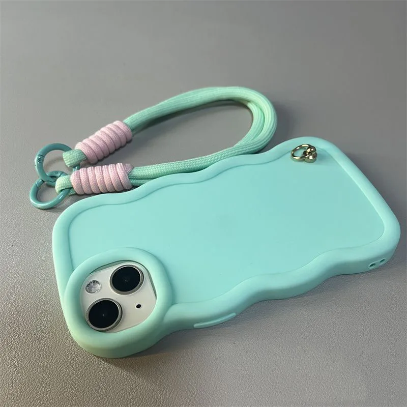 Cute Pure Color Hand Rope Strap Shockproof Phone Case