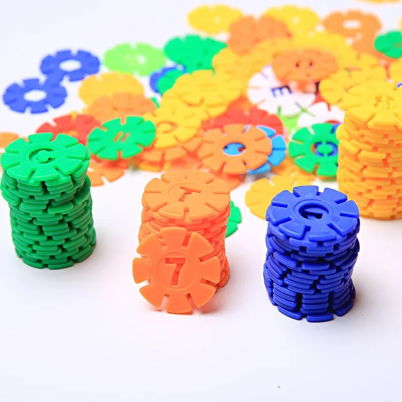 500Pcs/Pack Building Blocks Children's Plastic ABS Snowflake Shape Kids Educational Toy Assemblage Colorful Model Building Kit