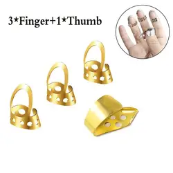 3 Finger + 1 Thumb Guitar Index Finger Cots Protect 1Set Metal Forefinger Finger Picks Plectrums For Guitar Banjo Ukulele Guitar