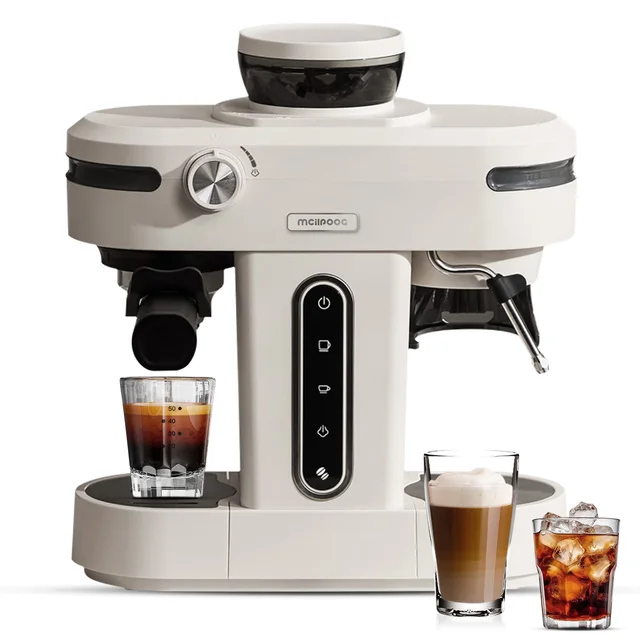 Mcilpoog AC510 19Bar Semi Automatic Coffee Espresso Machine With Grinder & Steam Wand Espresso Maker 1