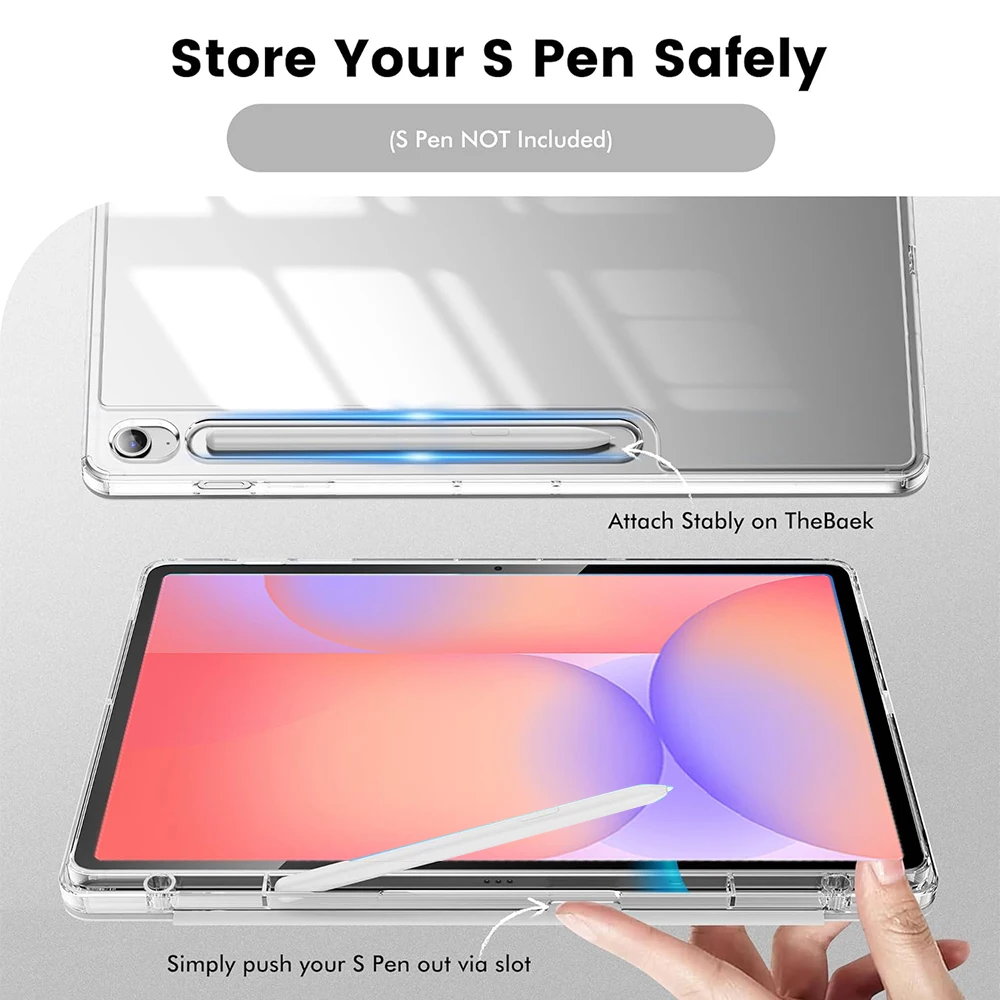 Crystal Clear Tablet Case with Pencil Slot and Auto Sleep/Wake Function