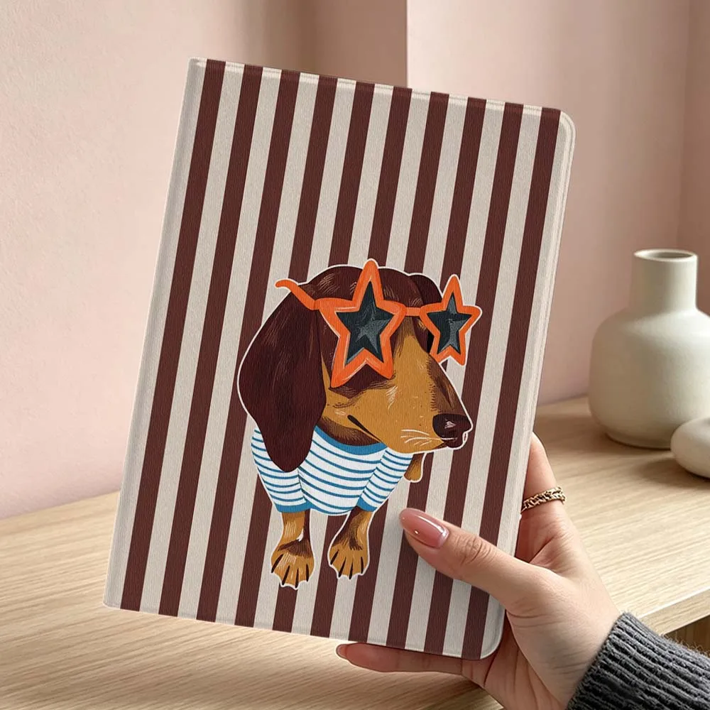 Minimalist Striped Dog Pattern Soft Tablet Case