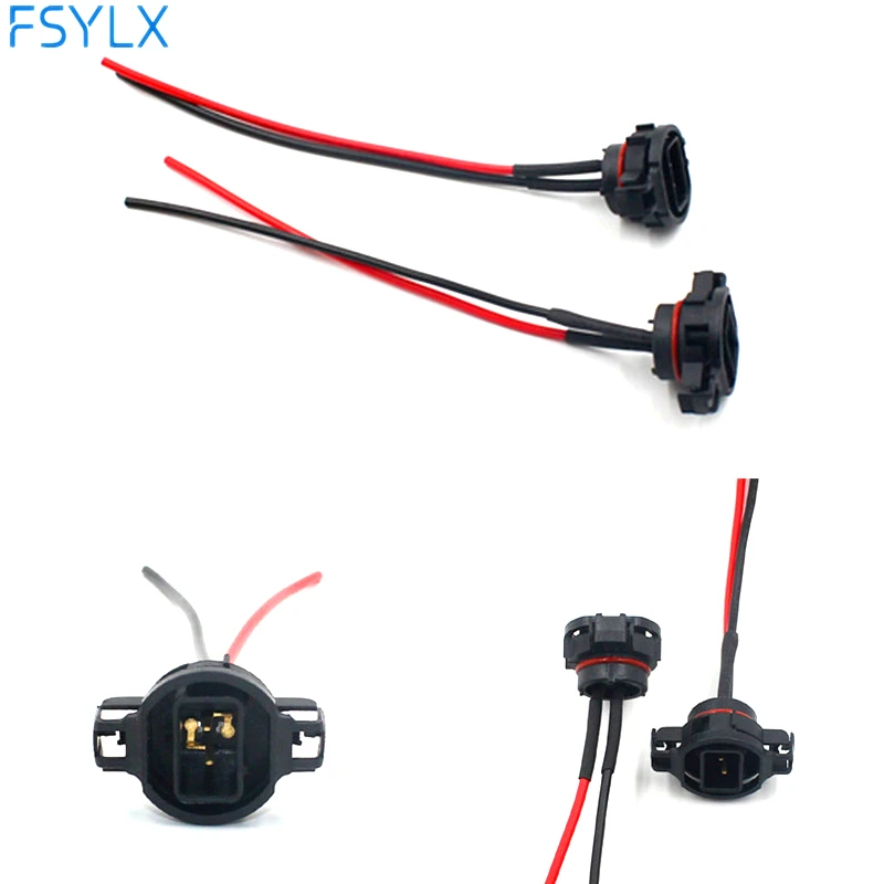 5202 H16 2504 PS24W 5201 LED Bulb Male Socket Connector Fog Headlight 2X Adapter Holder Wiring Pigtail Base Relay Harness headlight holder