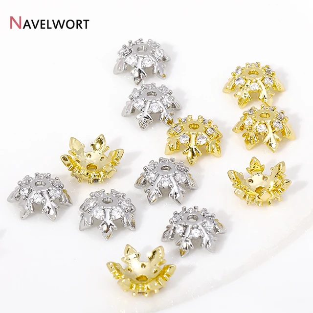 18K Gold Plated Leaf Bead Caps 5