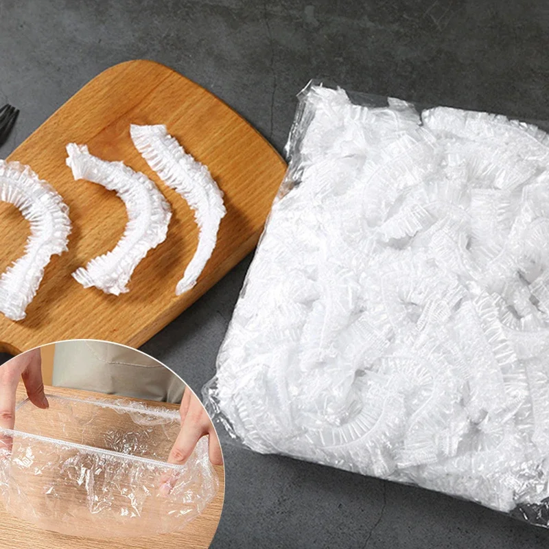 Food Cover 200PCS Disposable Plastic Wrap Elastic Lids For Fruit Bowls Storage Kitchen Fresh Keeping Film