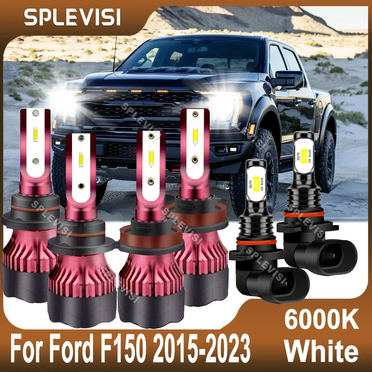 

LED Headlight 6000K White For Ford F150 2015 2016 2017 2018 2019 2020 2021 2022 2023 9005 H11 Hi Low Beam 9145 Foglamp