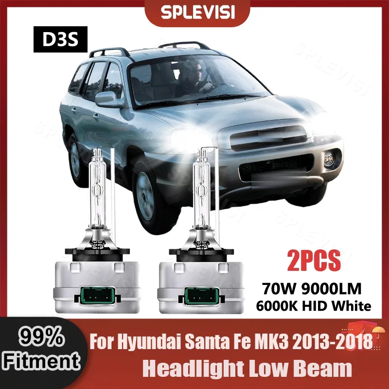 

2PCS High Intensity Discharge Lamp D3S HID Xenon Light Bulbs 6000K White For Hyundai Santa Fe MK3 2013 2014 2015 2016 2017 2018
